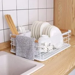 MEZHENG Dish Drainer Kitchen Dish Drainer With Plastic Drying Tray Metal Drying Rack -Faucet Shop 97455687 3
