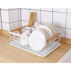 MEZHENG Dish Drainer Kitchen Dish Drainer With Plastic Drying Tray Metal Drying Rack -Faucet Shop 97455687 4