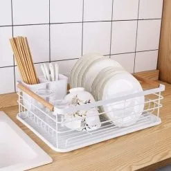 MEZHENG Dish Drainer Kitchen Dish Drainer With Plastic Drying Tray Metal Drying Rack -Faucet Shop 97455687 5