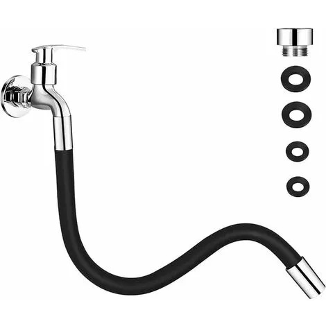 GTA 360° Flexible Tap Extension - For Bathroom And Outdoor, Kitchen, Black, With Bayonet Fitting (inner Spiral 25mm X Outer Spiral 3/4) Total Length 50cm 1 GTA 360° Flexible Tap Extension - For Bathroom And Outdoor, Kitchen, Black, With Bayonet Fitting (inner Spiral 25mm X Outer Spiral 3/4) Total Length 50cm