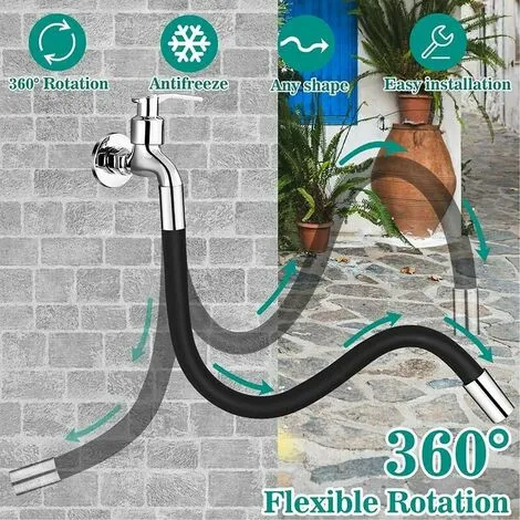 GTA 360° Flexible Tap Extension - For Bathroom And Outdoor, Kitchen, Black, With Bayonet Fitting (inner Spiral 25mm X Outer Spiral 3/4) Total Length 50cm 2 GTA 360° Flexible Tap Extension - For Bathroom And Outdoor, Kitchen, Black, With Bayonet Fitting (inner Spiral 25mm X Outer Spiral 3/4) Total Length 50cm - Image 2
