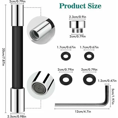 GTA 360° Flexible Tap Extension - For Bathroom And Outdoor, Kitchen, Black, With Bayonet Fitting (inner Spiral 25mm X Outer Spiral 3/4) Total Length 50cm 5 GTA 360° Flexible Tap Extension - For Bathroom And Outdoor, Kitchen, Black, With Bayonet Fitting (inner Spiral 25mm X Outer Spiral 3/4) Total Length 50cm - Image 5