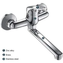 PENY Wall Mounted Kitchen Faucet Wall Mounted Sink Faucet Single Handle Mixer Kitchen Faucet With 360 Rotatable Long Version For Kitchen Chrome -Faucet Shop 97811370 3