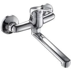 PENY Wall Mounted Kitchen Faucet Wall Mounted Sink Faucet Single Handle Mixer Kitchen Faucet With 360 Rotatable Long Version For Kitchen Chrome