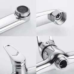 PENY Wall Mounted Kitchen Faucet Wall Mounted Sink Faucet Single Handle Mixer Kitchen Faucet With 360 Rotatable Long Version For Kitchen Chrome -Faucet Shop 97815133 4