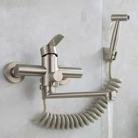 Soleil Kitchen Wall Mounted Faucet Wall Mounted Spray Gun Sink Stainless Steel Hot And Cold Water Faucet Kitchen Wall Mounted Laundry Rack Swivel Wall Mounted Kitchen Faucet 5 Soleil Kitchen Wall Mounted Faucet Wall Mounted Spray Gun Sink Stainless Steel Hot And Cold Water Faucet Kitchen Wall Mounted Laundry Rack Swivel Wall Mounted Kitchen Faucet - Image 5