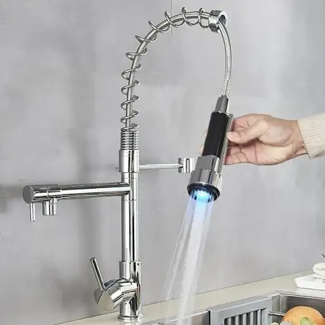ZAMERY LED Kitchen Sink Mixer Tap Black, Spray 360 Degree Rotation Spout, With 3 Colour Temperature Display, Black Hose Single Handle Cold And Hot Water Brass Tap 1 ZAMERY LED Kitchen Sink Mixer Tap Black, Spray 360 Degree Rotation Spout, With 3 Colour Temperature Display, Black Hose Single Handle Cold And Hot Water Brass Tap