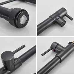 ZAMERY Kitchen Sink Mixer Tap LED Black, Spray 360 Degree Rotation Spout, With 3 Colour Temperature Display, Black Hose Single Handle Cold And Hot Water Brass Tap 7 ZAMERY Kitchen Sink Mixer Tap LED Black, Spray 360 Degree Rotation Spout, With 3 Colour Temperature Display, Black Hose Single Handle Cold And Hot Water Brass Tap -Faucet Shop 99338349 3