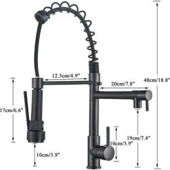 ZAMERY Kitchen Sink Mixer Tap LED Black, Spray 360 Degree Rotation Spout, With 3 Colour Temperature Display, Black Hose Single Handle Cold And Hot Water Brass Tap 8 ZAMERY Kitchen Sink Mixer Tap LED Black, Spray 360 Degree Rotation Spout, With 3 Colour Temperature Display, Black Hose Single Handle Cold And Hot Water Brass Tap -Faucet Shop 99338349 4