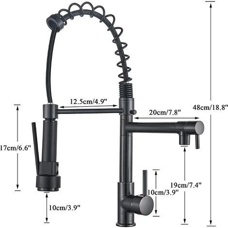 ZAMERY Kitchen Sink Mixer Tap LED Black, Spray 360 Degree Rotation Spout, With 3 Colour Temperature Display, Black Hose Single Handle Cold And Hot Water Brass Tap 4 ZAMERY Kitchen Sink Mixer Tap LED Black, Spray 360 Degree Rotation Spout, With 3 Colour Temperature Display, Black Hose Single Handle Cold And Hot Water Brass Tap - Image 4