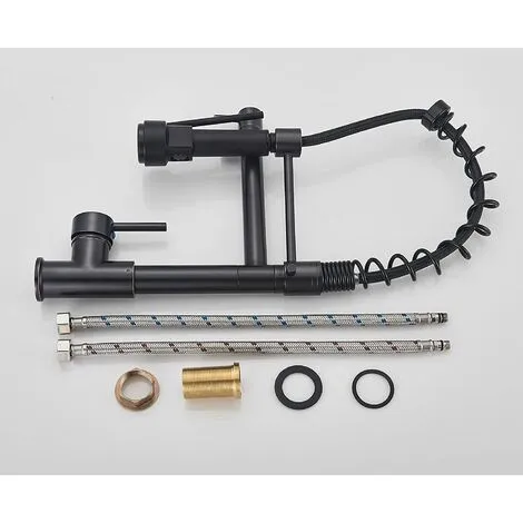 ZAMERY Kitchen Sink Mixer Tap LED Black, Spray 360 Degree Rotation Spout, With 3 Colour Temperature Display, Black Hose Single Handle Cold And Hot Water Brass Tap 5 ZAMERY Kitchen Sink Mixer Tap LED Black, Spray 360 Degree Rotation Spout, With 3 Colour Temperature Display, Black Hose Single Handle Cold And Hot Water Brass Tap - Image 5