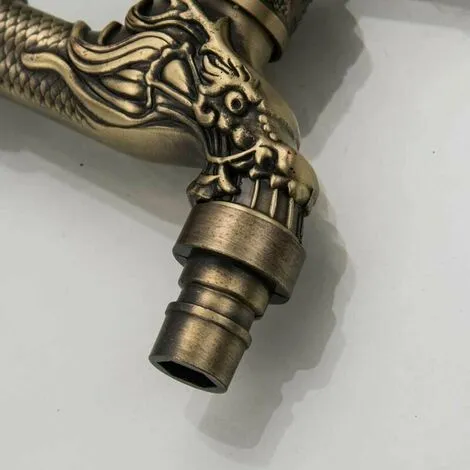 ERHOPE Retro Brass Wall Faucet, Outdoor Garden Faucet G1/2", Antique Brass Faucet, Vintage Wall Faucet, Antique Copper Carved Dragon Faucet For Kitchen Bathroom Garden Copper One In 5 ERHOPE Retro Brass Wall Faucet, Outdoor Garden Faucet G1/2", Antique Brass Faucet, Vintage Wall Faucet, Antique Copper Carved Dragon Faucet For Kitchen Bathroom Garden Copper One In - Image 5
